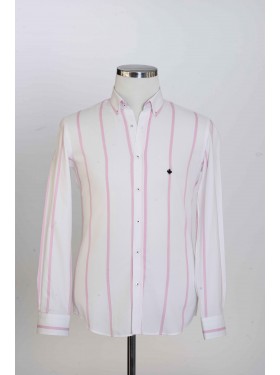 %100 Pamuk Spor,Oxford,Çizgili, Erkek Gömlek PM3398R02