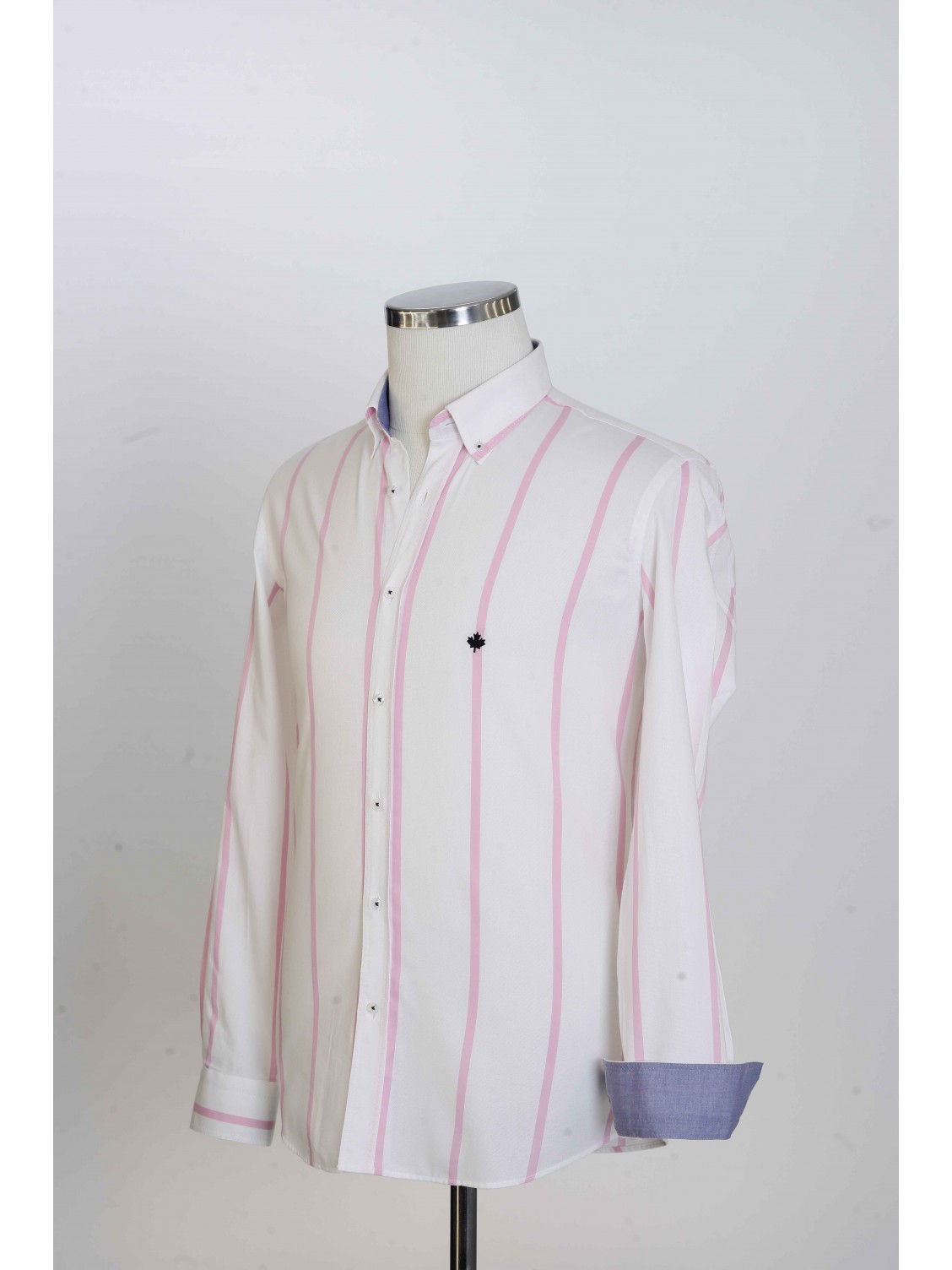 %100 Pamuk Spor,Oxford,Çizgili, Erkek Gömlek PM3398R02