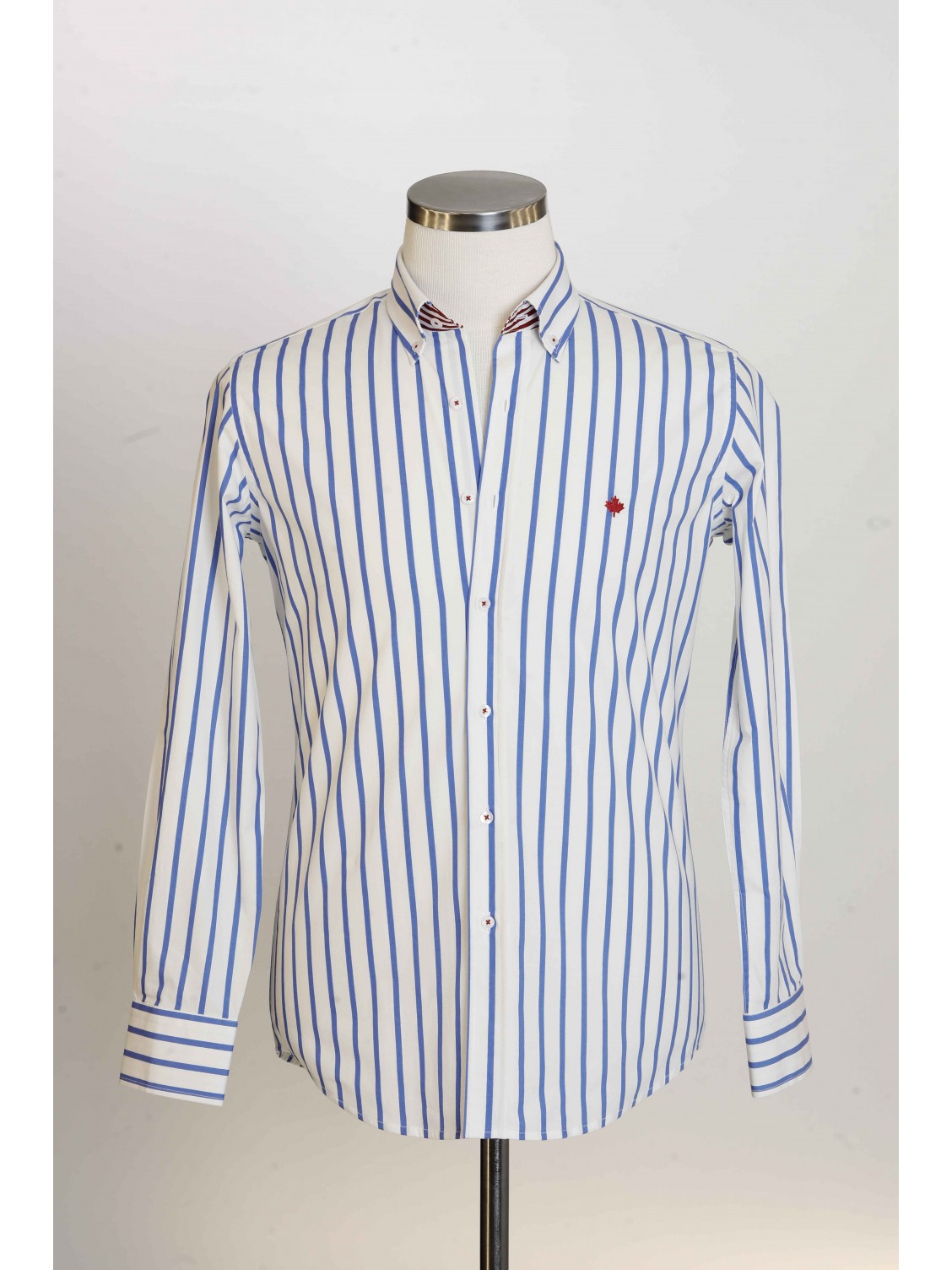 %100 Pamuk Spor,Saten,Çizgili, Erkek Gömlek PM3438R04