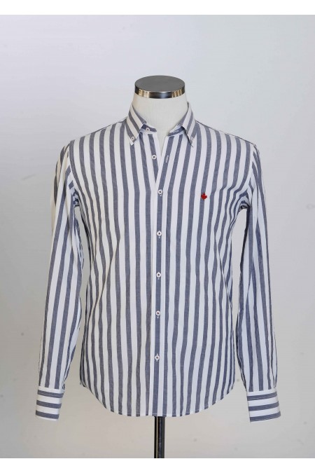 %100 Pamuk Spor,Çizgili, Erkek Gömlek PM3452R07