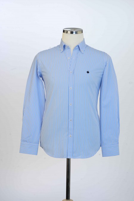 %100 Pamuk Spor,Saten,Çizgili, Erkek Gömlek PM346704