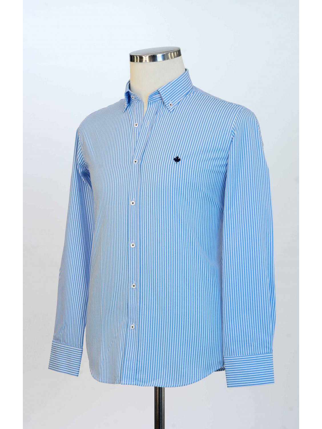 %100 Pamuk Spor,Saten,Çizgili, Erkek Gömlek PM346704