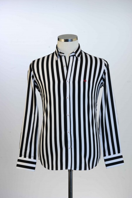 %100 Pamuk Spor,Saten,Çizgili, Erkek Gömlek PM346705