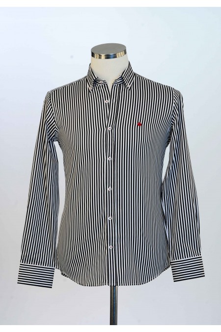 %100 Pamuk Spor,Saten,Çizgili, Erkek Gömlek PM346707