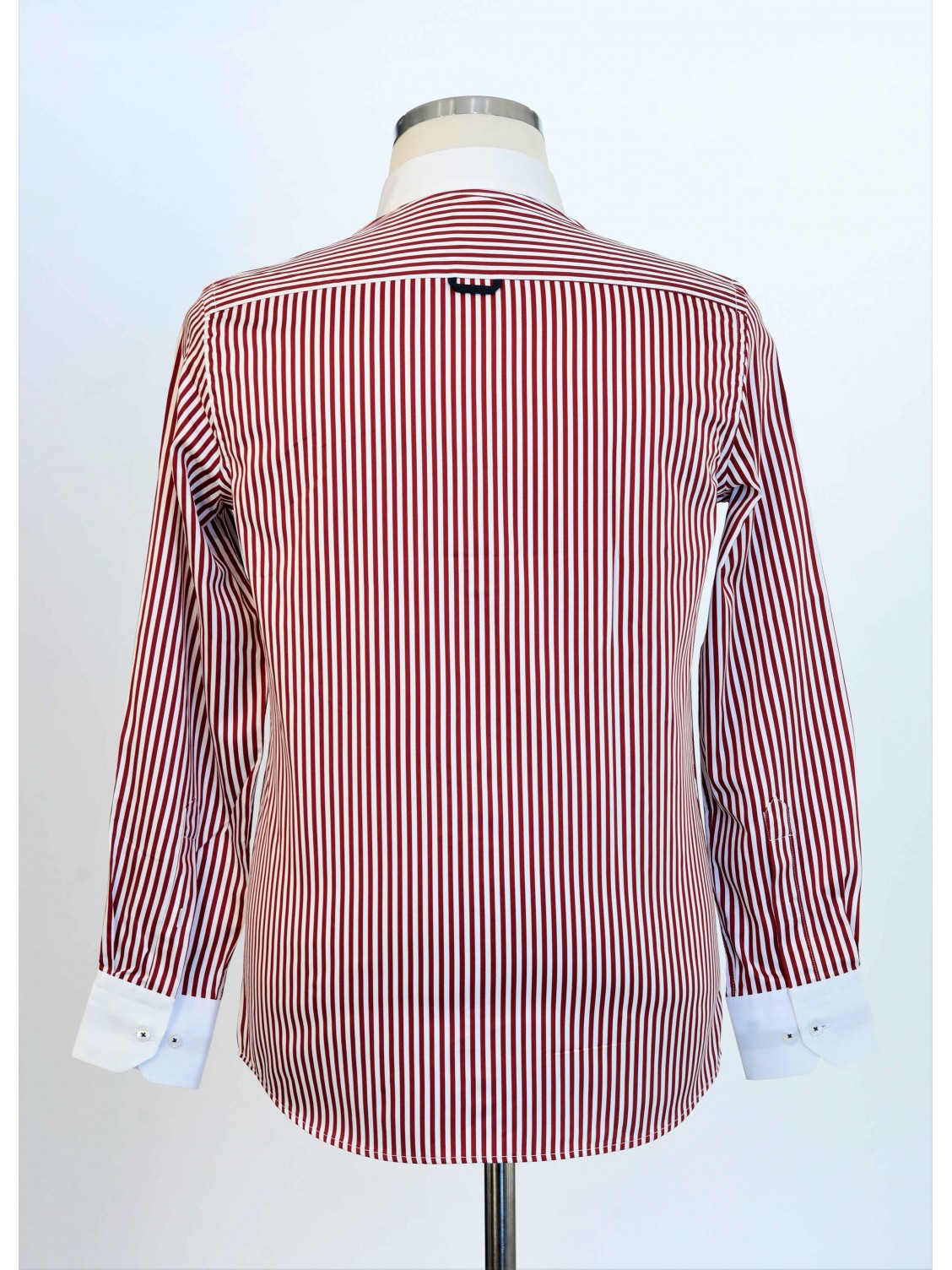 %100 Pamuk Saten Kumaş,Çizgili Model,Yaka Ve Manşet Beyaz Erkek Gömlek PM3475R01