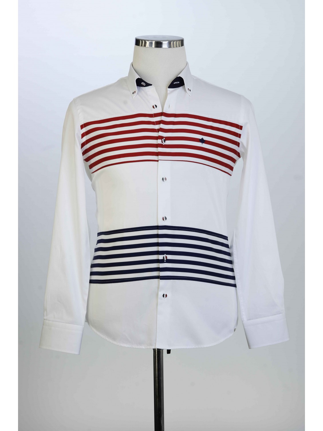 %100 Pamuk Spor,Parçalı,Saten, Erkek Gömlek PM3482 V1-R01