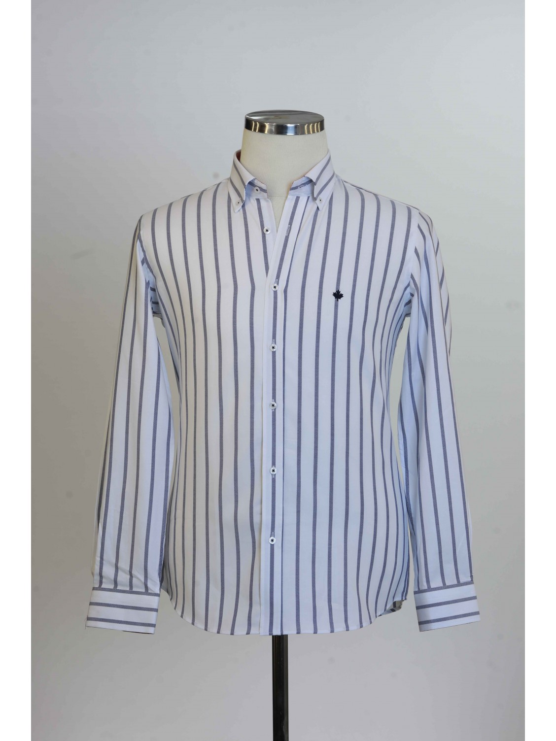 %100 Pamuk Spor,Oxford,Çizgili, Erkek Gömlek PM3503R05