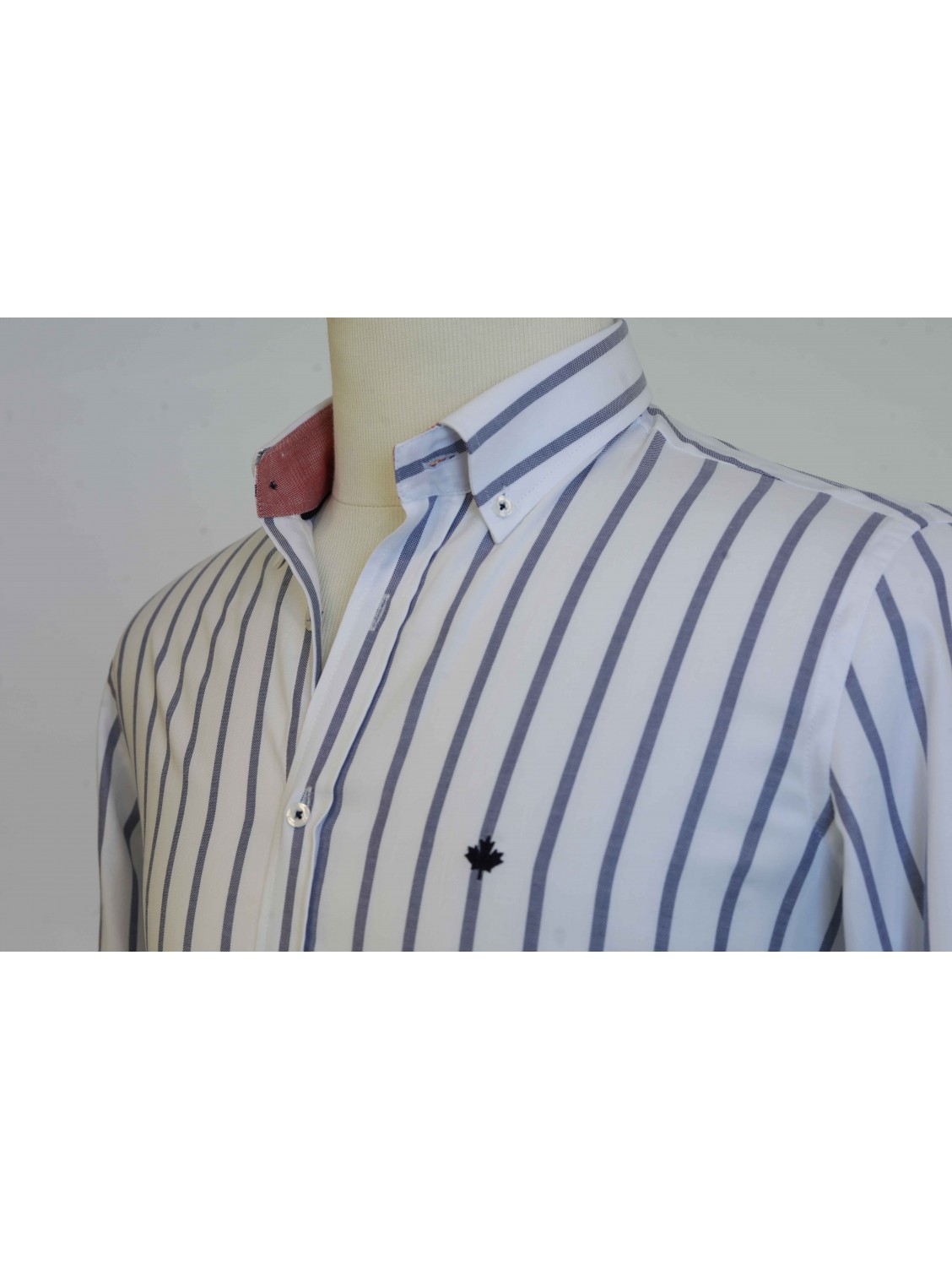 %100 Pamuk Spor,Oxford,Çizgili, Erkek Gömlek PM3503R05