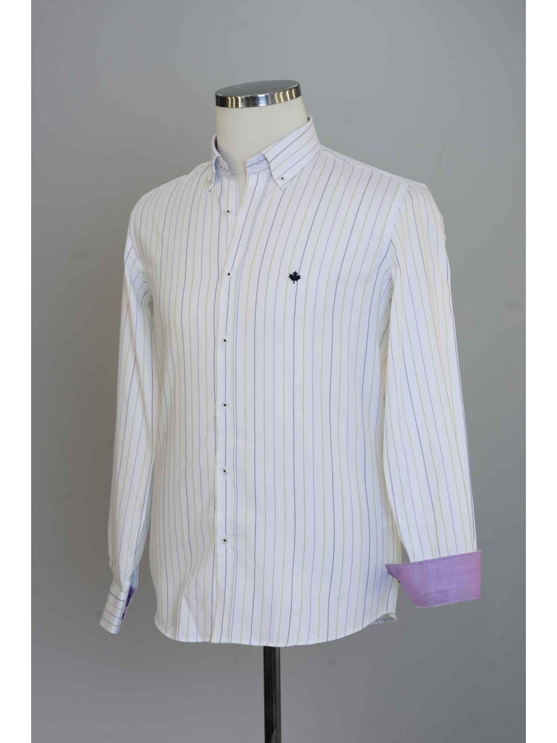 %100 Pamuk Spor,Oxford,Çizgili, Erkek Gömlek PM3503R07