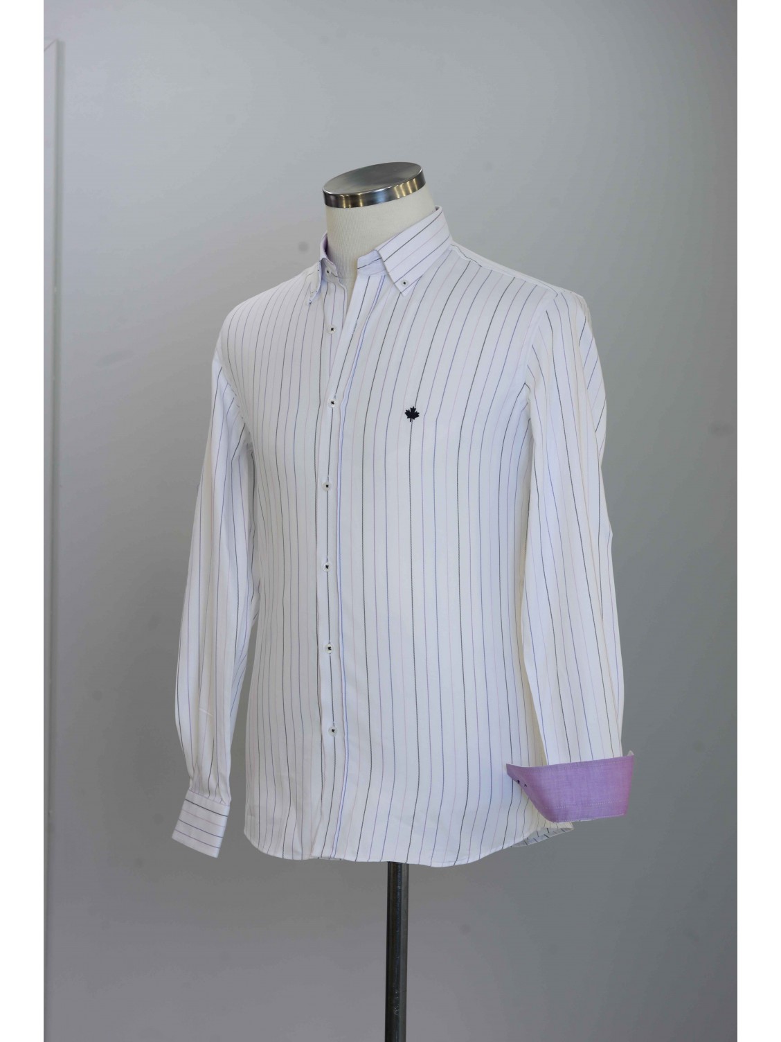 %100 Pamuk Spor,Oxford,Çizgili, Erkek Gömlek PM3503R09