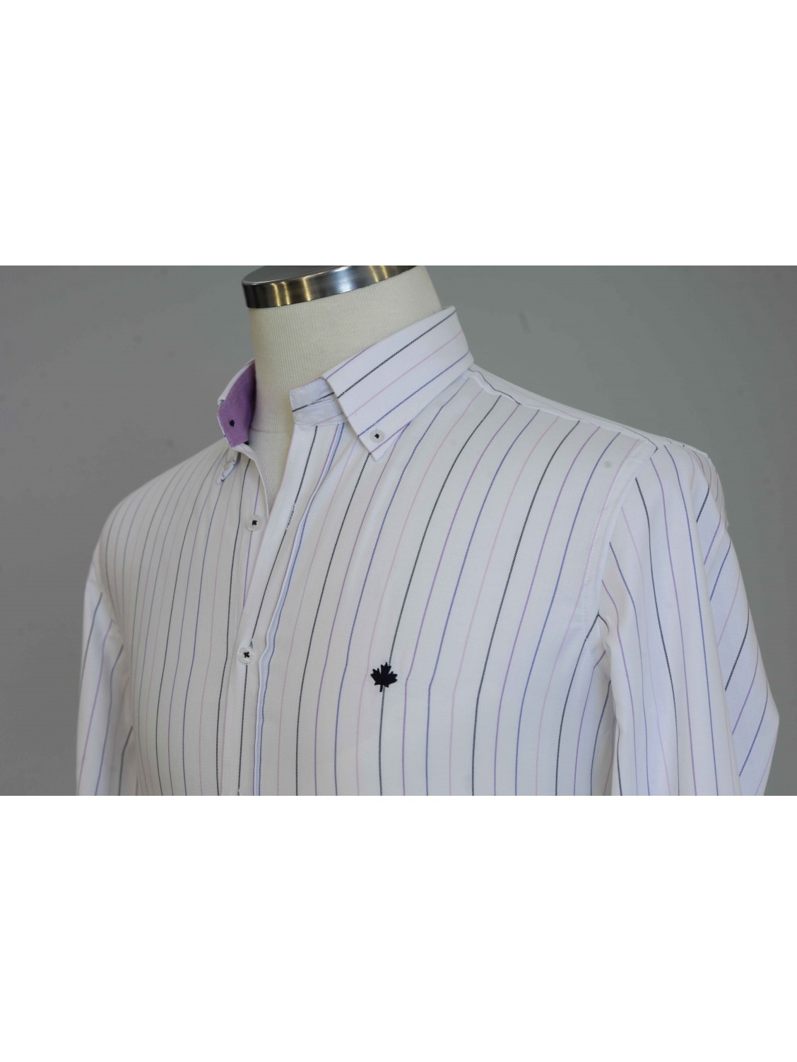 %100 Pamuk Spor,Oxford,Çizgili, Erkek Gömlek PM3503R09