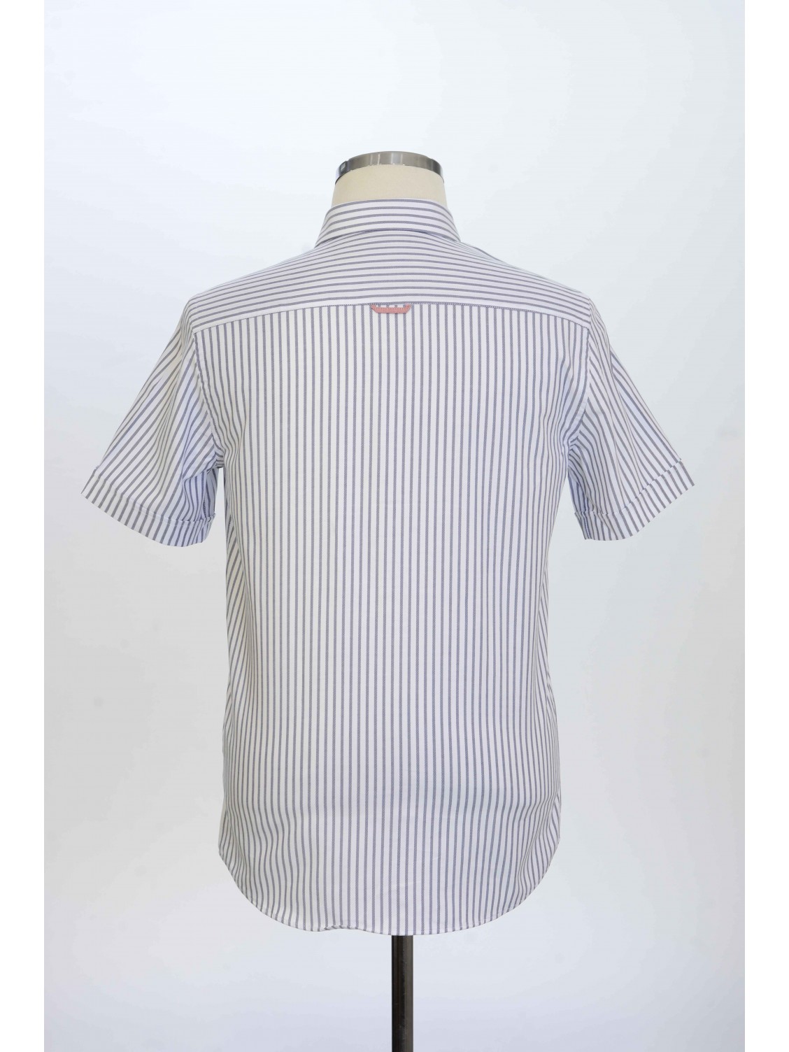 %100 Pamuk ,Çizgili,Oxford,Kısa Kollu, Erkek Gömlek PM3503R01