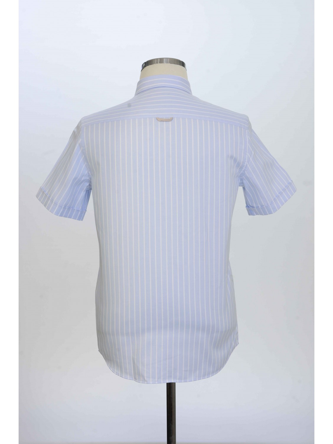 %100 Pamuk ,Çizgili,Oxford,Kısa Kollu, Erkek Gömlek PM3503R19